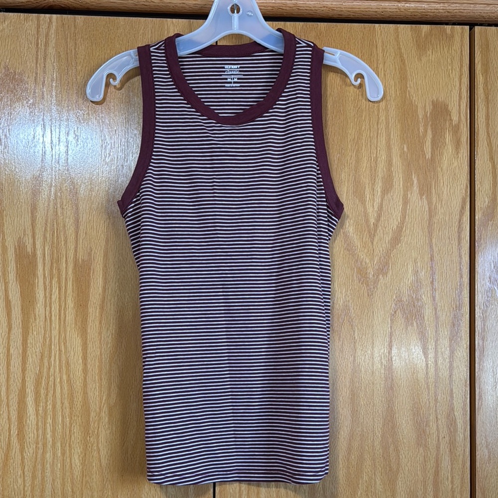 Striped Tank Top - Maroon and White